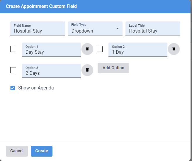 Create Appointment Custom Field