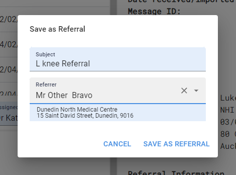 Saving your Note/Referral