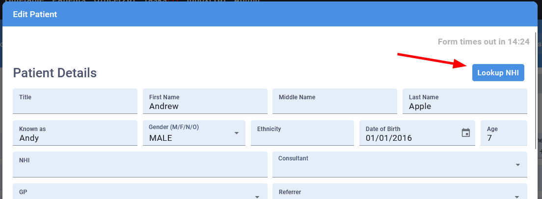 NHI Lookup Patient Details