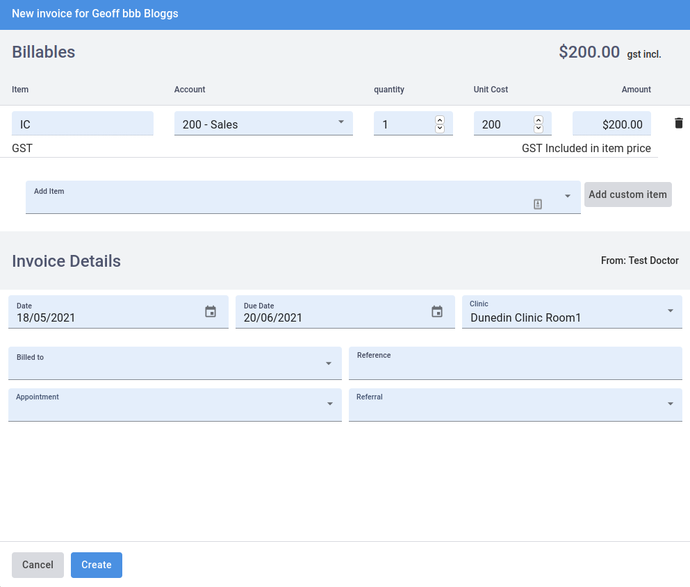 Create Invoice